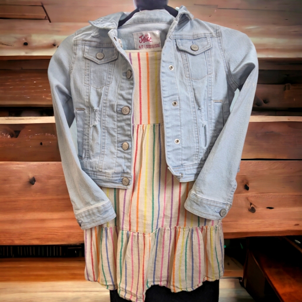 Justice Girl's Distressed Denim Jacket - size 6-7